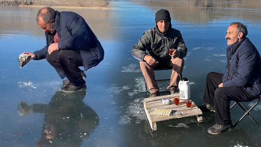 Burası Türkiye! Göl buz tuttu, balıkçılar gözünü dikti: '2-3 gün bekleyip başlayacağız'