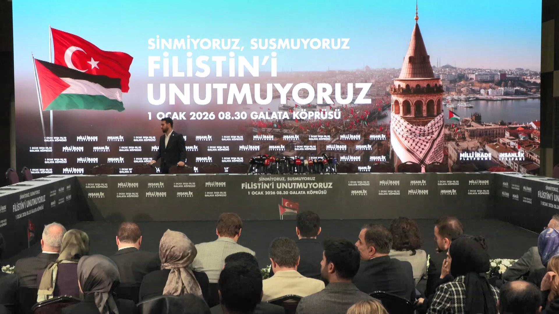 Galata Köprüsü'nde 1 Ocak'ta düzenlenecek Filistin eylemi için ortak çağrı