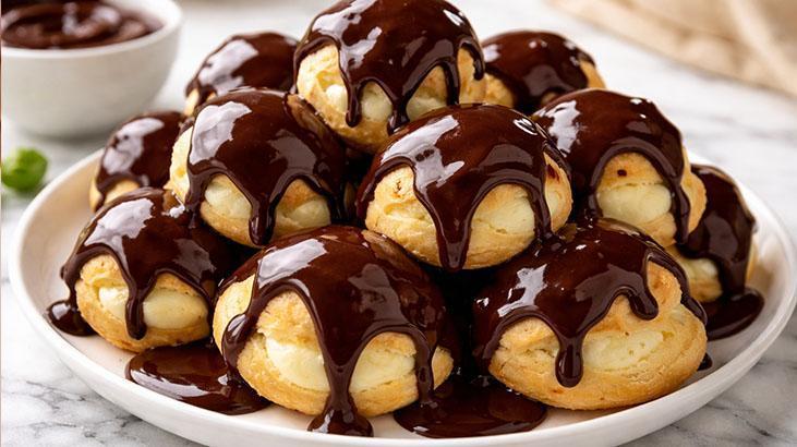 Pastane usulü profiterol nefis profiterol tarifi! Çikolata sosu tam kıvamında