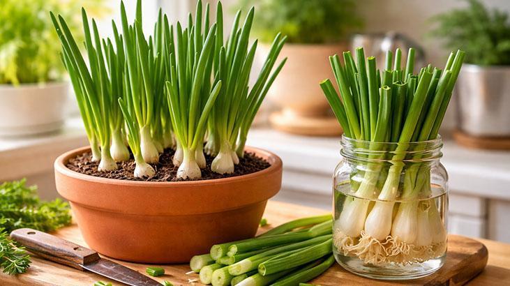 Yeşil soğanı çöpe atanlar bin pişman! Saksıya koyun: Kesip kesip kullanılıyor