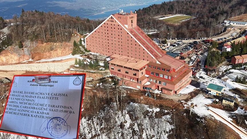 Kartepe’nin zirvesindeki ünlü otele mühürlendi