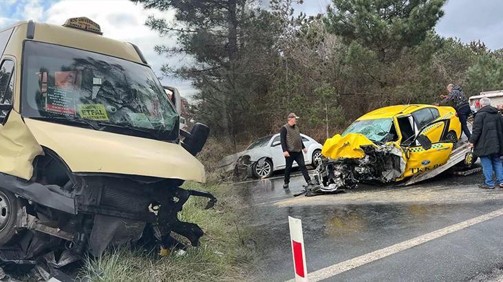 Sarıyer’de sollama faciası! Taksi ile minibüsü çarpıştı kafa kafa çarpıştı: 1 ölü