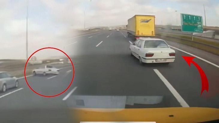 Arnavutköy’de makas faciası kamerada! Kontrolden çıkıp bariyere çarptı