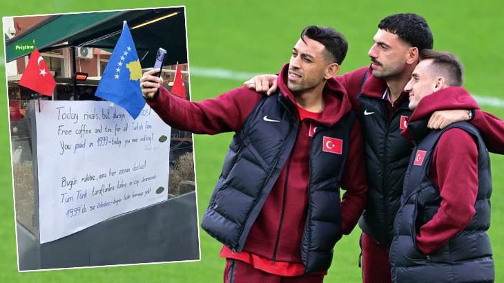 Kosova'daki kafeden Türk taraftarlara çay ve kahve ikramı!