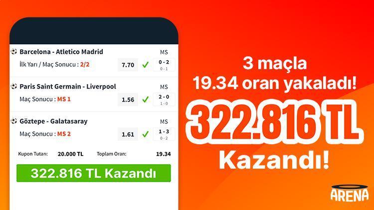 3 maçla 19.34 oran yakaladı! 322.816 TL kazandı…
