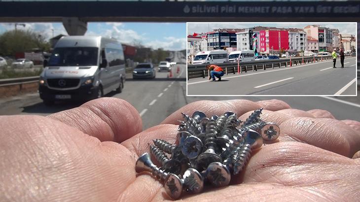 Yer: İstanbul! 4 kilometre boyunca yola saçıldı; onlarca aracın lastiği patladı