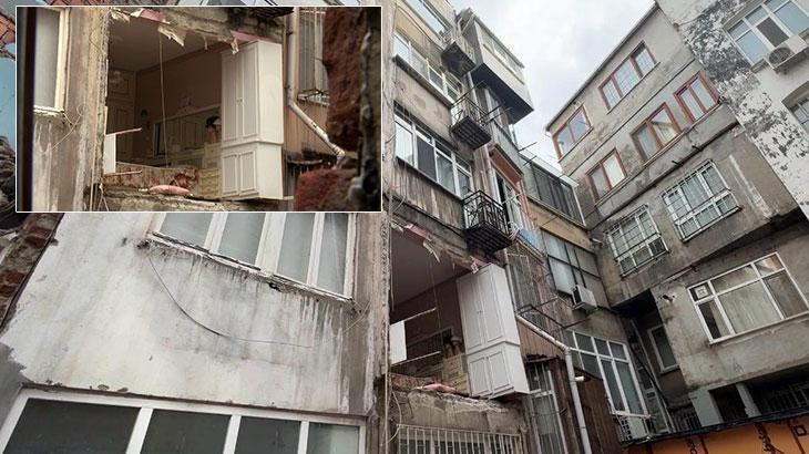 Şişli’de bina duvarı gürültüyle çöktü! ‘Deprem oldu zannettik’