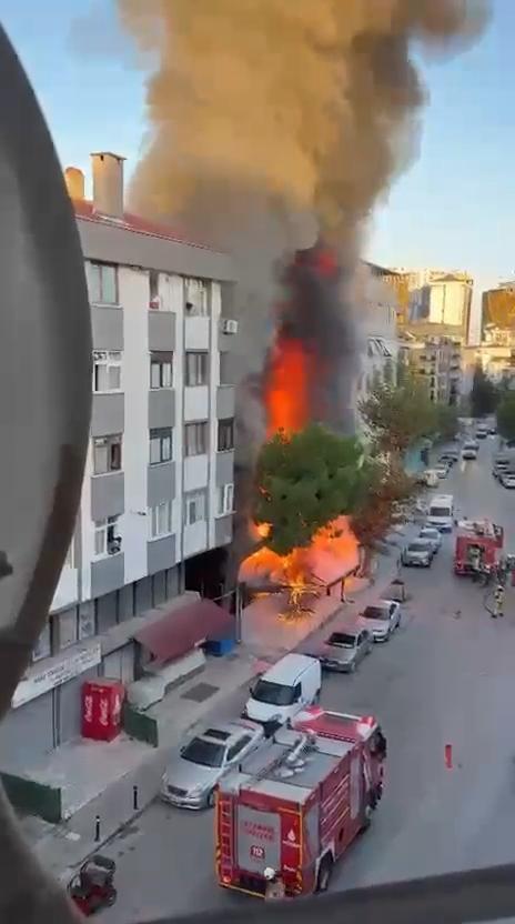 İstanbul Kartal’da korkutan yangın! Market alev alev yandı